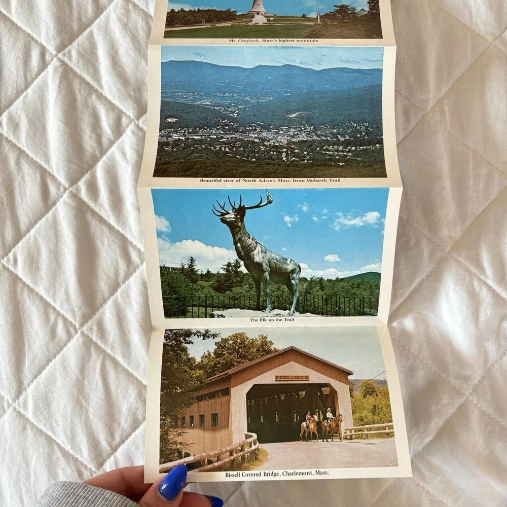 Postcard Folder‎ Massachusetts MA Mohawk Trail Elk Bridge Greenfield Deerfield